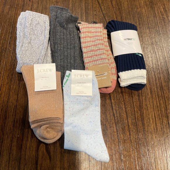 NEW Flawed J.Crew Factory Madewell Women's Socks Lot of 6 Cozy Winter Trouser - Picture 1 of 13